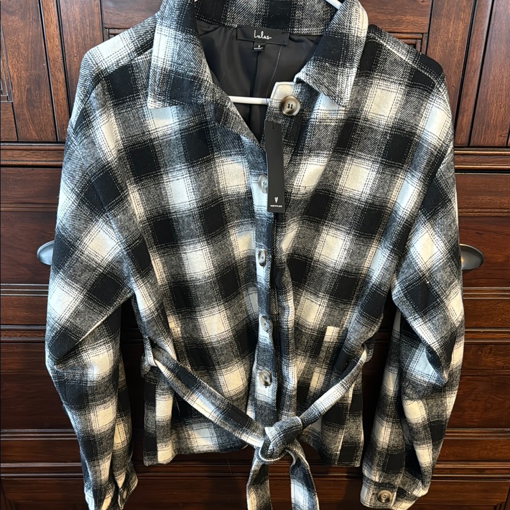 Black and White Plaid Button-Up jacket